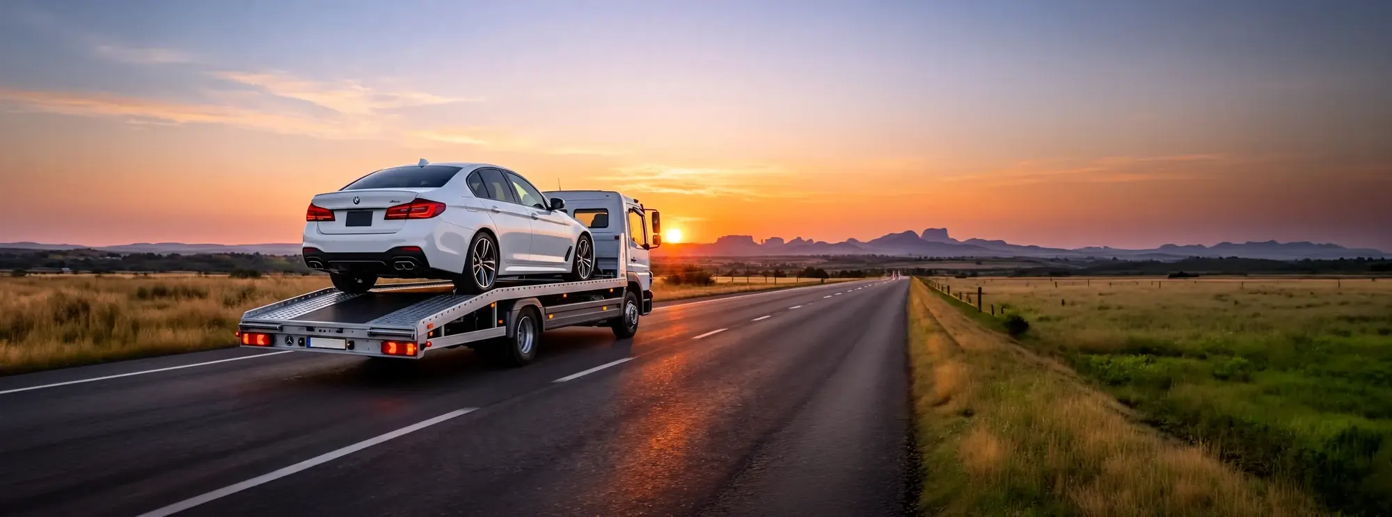 Laweta transportująca samochód sprowadzany z zagranicy